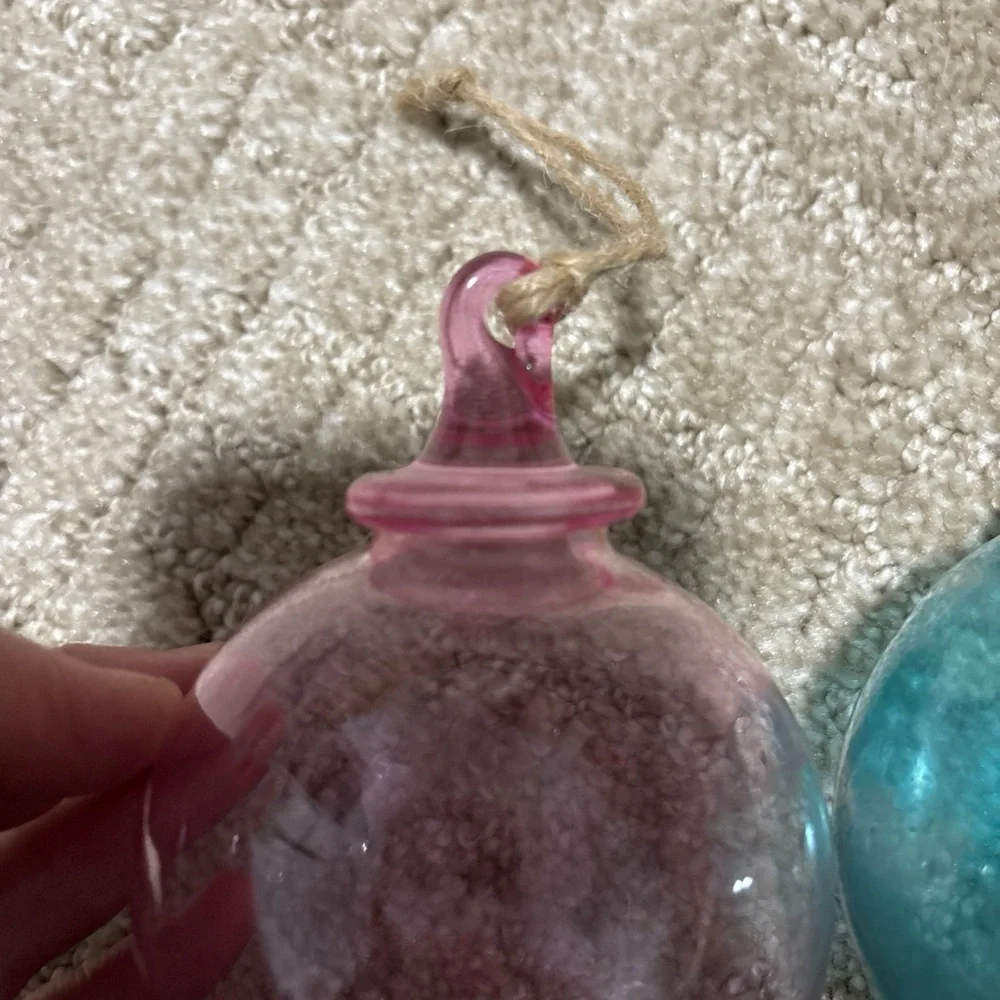 Karma Gifts Pink & Aqua Lucia Transparent Glass Ornaments
